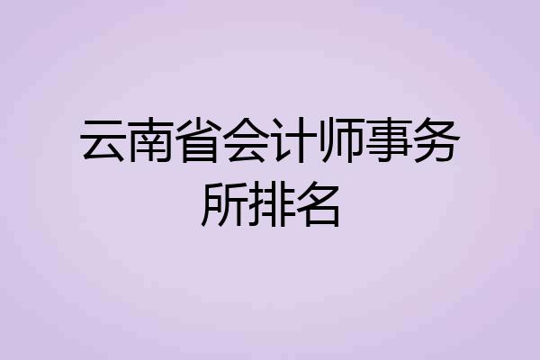 云南省会计师事务所排名