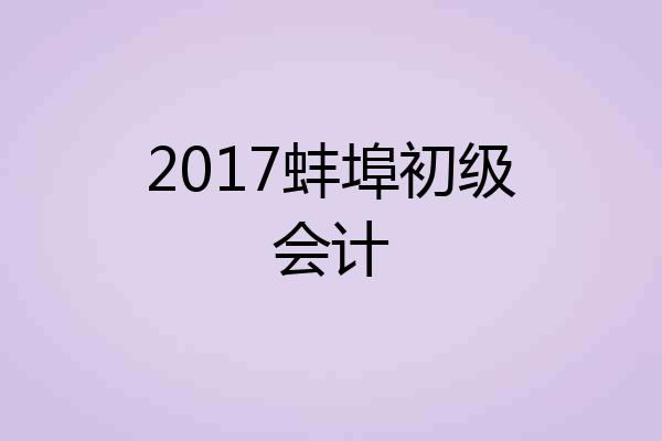 2017蚌埠初级会计