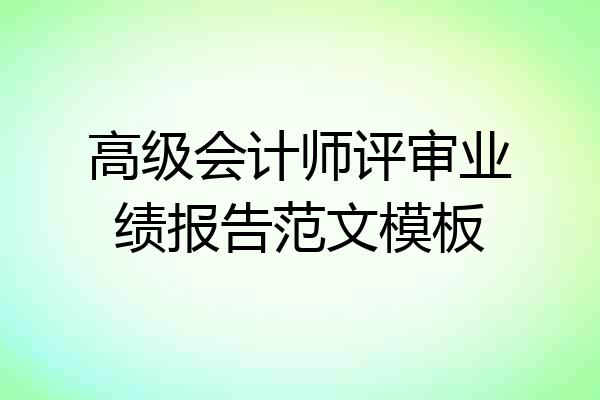 高级会计师评审业绩报告范文模板