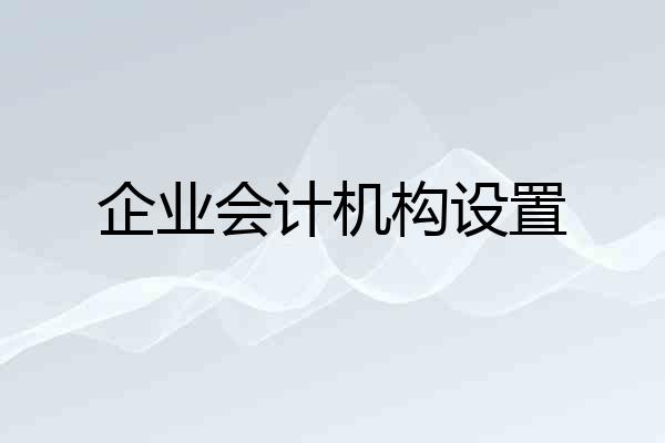 企业会计机构设置