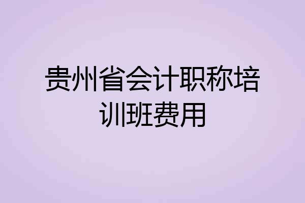 贵州省会计职称培训班费用