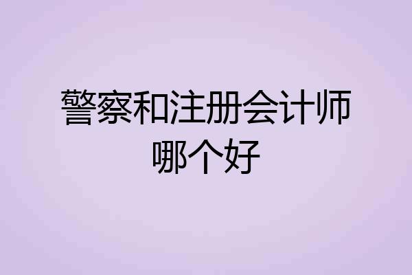 警察和注册会计师哪个好