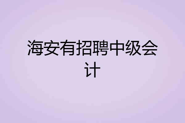 海安有招聘中级会计
