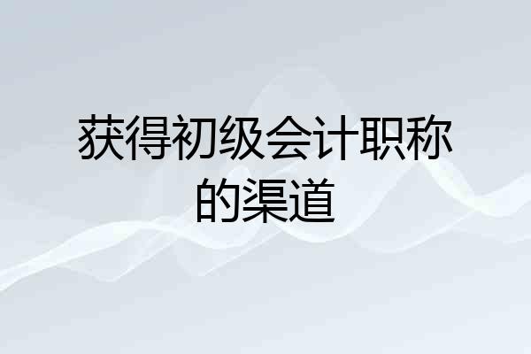 获得初级会计职称的渠道