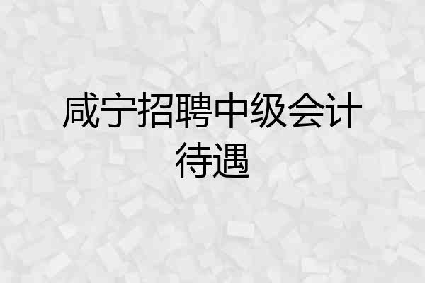 咸宁招聘中级会计待遇