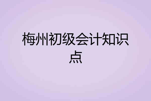 梅州初级会计知识点