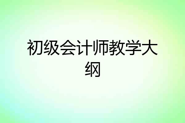 初级会计师教学大纲