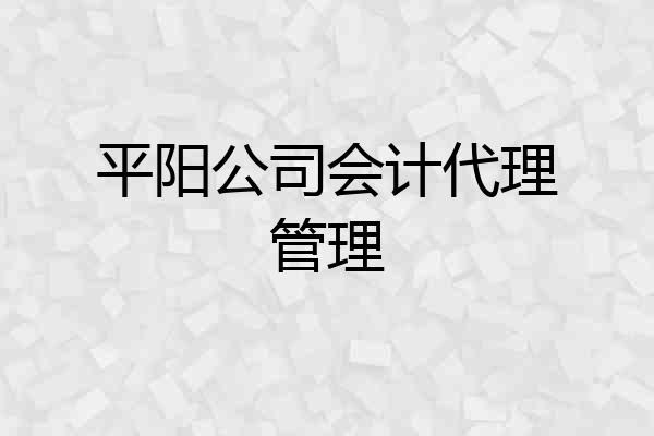 平阳公司会计代理管理