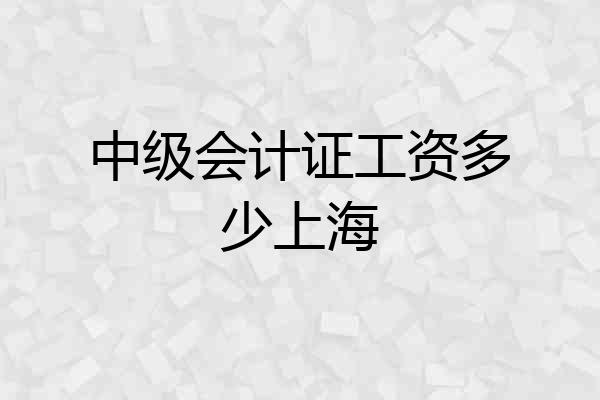 中级会计证工资多少上海
