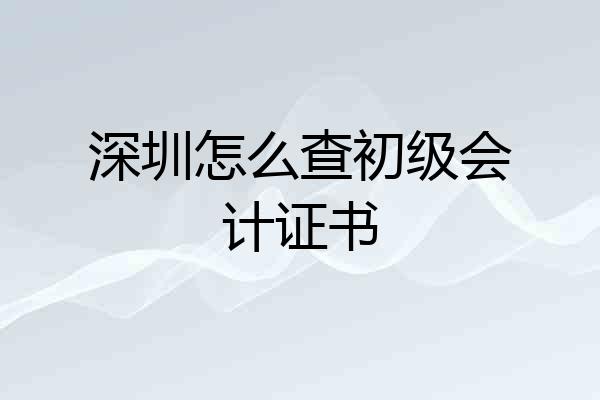 深圳怎么查初级会计证书