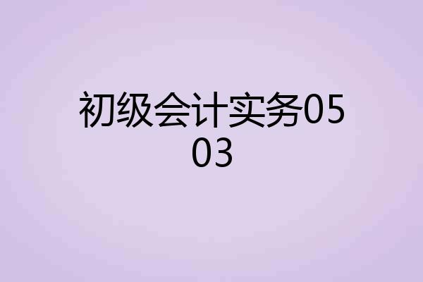 初级会计实务0503