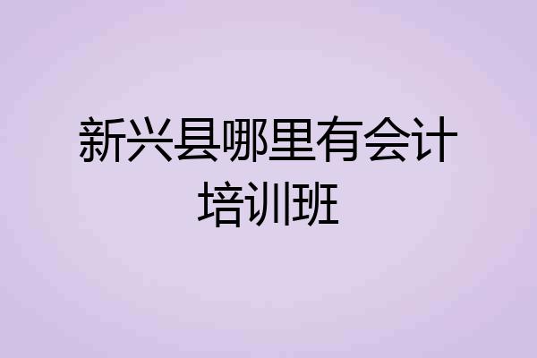 新兴县哪里有会计培训班