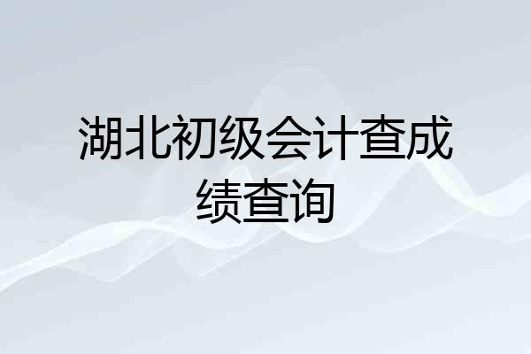 湖北初级会计查成绩查询