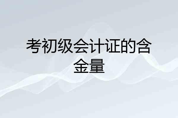考初级会计证的含金量
