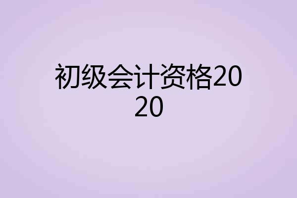 初级会计资格2020