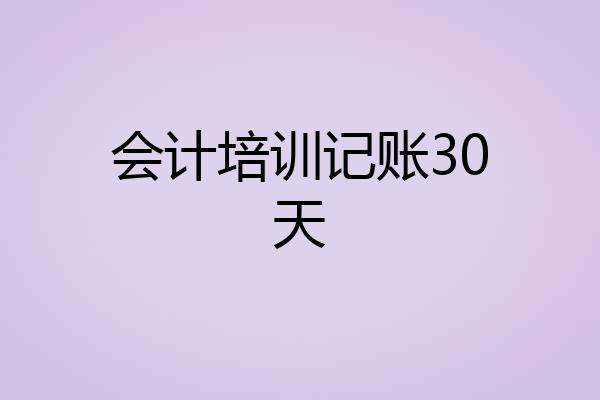 会计培训记账30天
