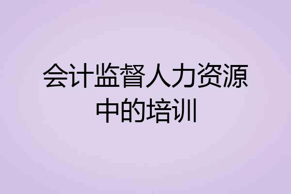 会计监督人力资源中的培训