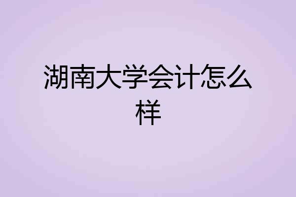 湖南大学会计怎么样
