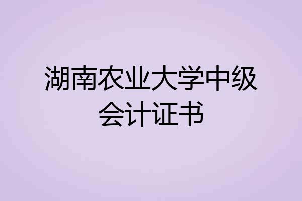 湖南农业大学中级会计证书
