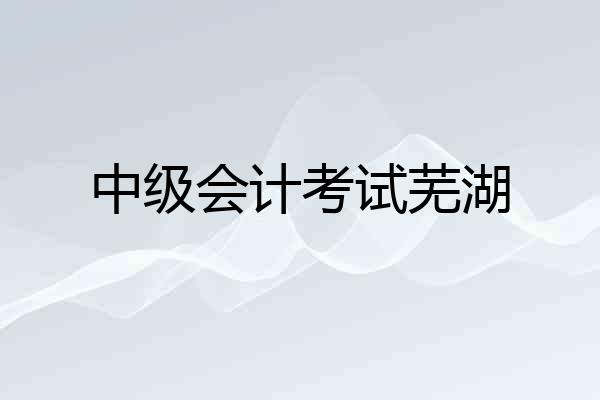 中级会计考试芜湖