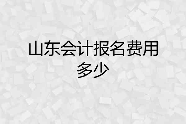 山东会计报名费用多少
