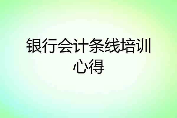 银行会计条线培训心得