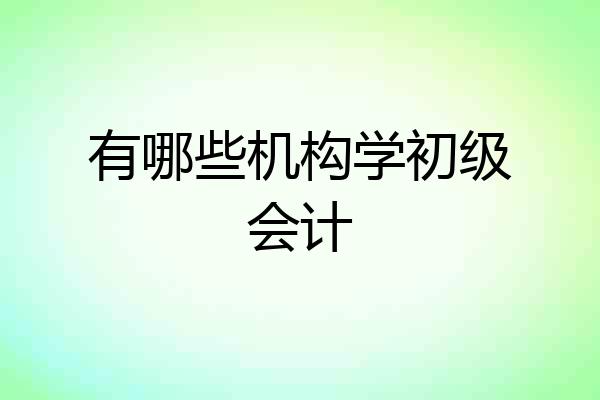 有哪些机构学初级会计