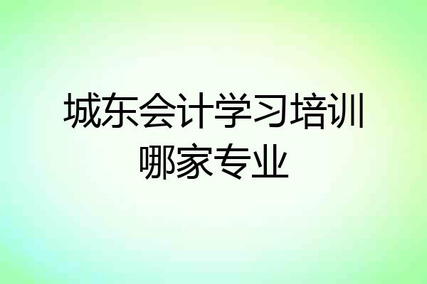 城东会计学习培训哪家专业