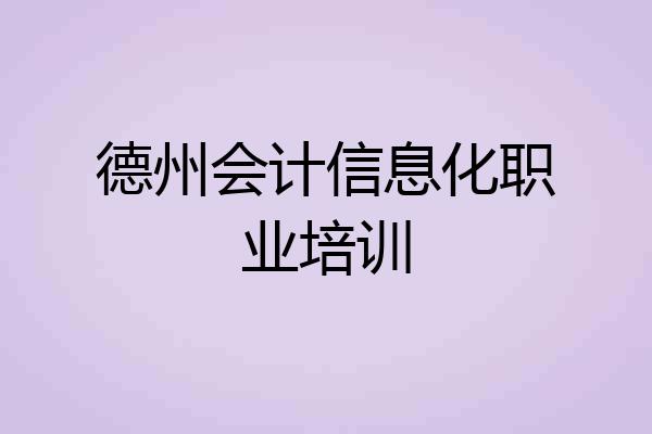 德州会计信息化职业培训