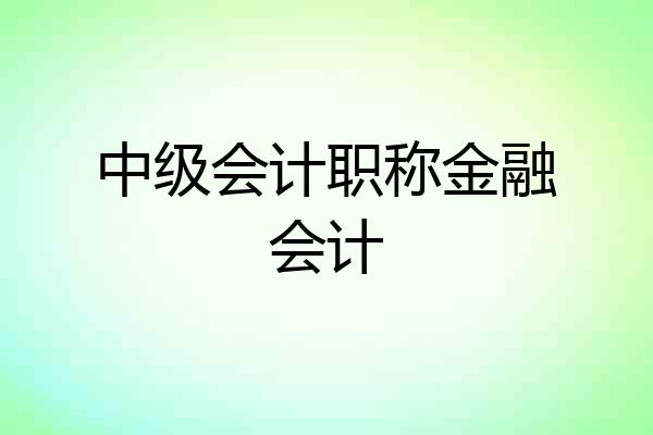 中级会计职称金融会计