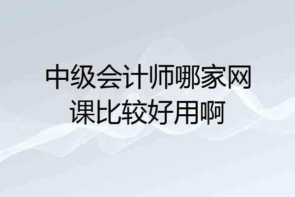 中级会计师哪家网课比较好用啊