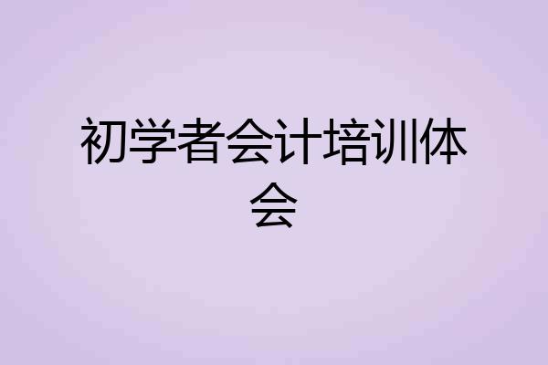 初学者会计培训体会