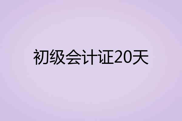 初级会计证20天