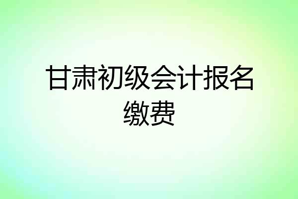 甘肃初级会计报名缴费