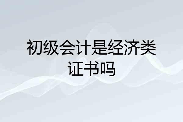 初级会计是经济类证书吗