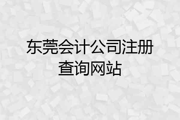 东莞会计公司注册查询网站