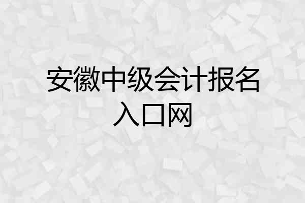 安徽中级会计报名入口网