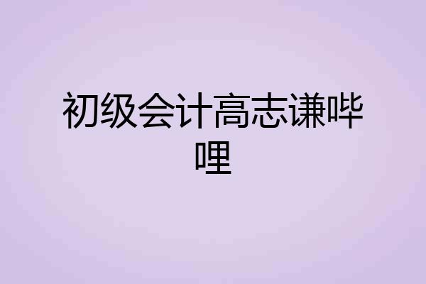 初级会计高志谦哔哩