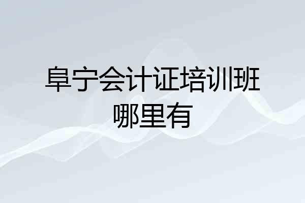 阜宁会计证培训班哪里有