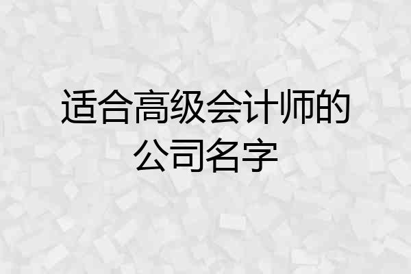 适合高级会计师的公司名字