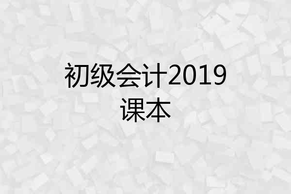 初级会计2019课本