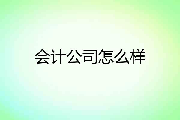 会计公司怎么样