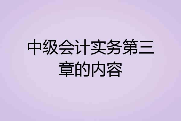 中级会计实务第三章的内容