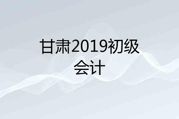 甘肃2019初级会计