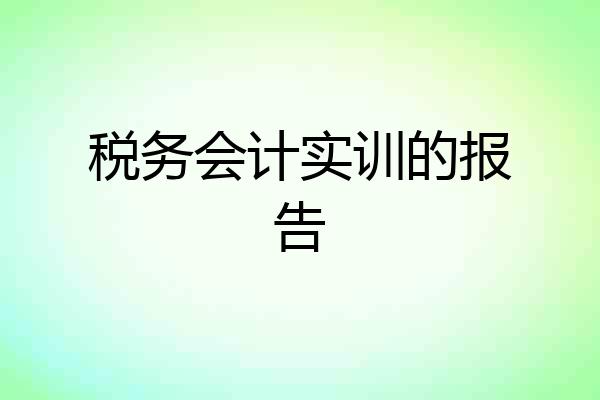 税务会计实训的报告