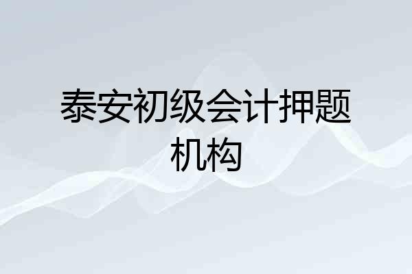 泰安初级会计押题机构
