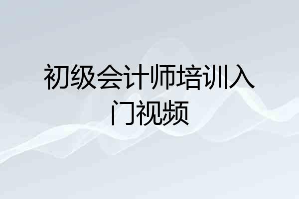 初级会计师培训入门视频