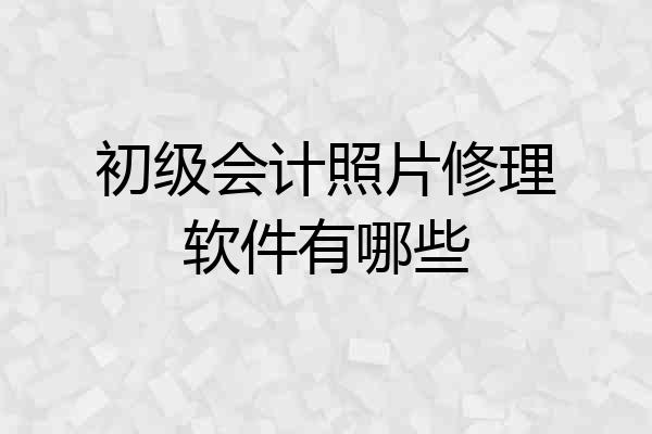 初级会计照片修理软件有哪些
