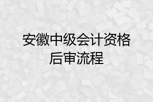 安徽中级会计资格后审流程