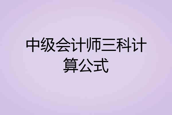 中级会计师三科计算公式